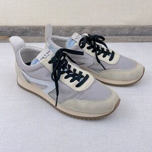 Rag & Bone Light Blue and Cream Retro Runner with Suede and Mesh